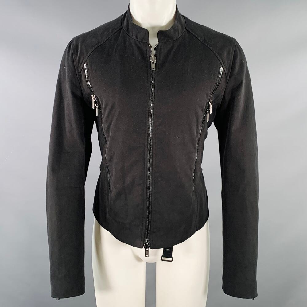 TOM REBL Size M Black Cotton Blend Motorcycle Jacket